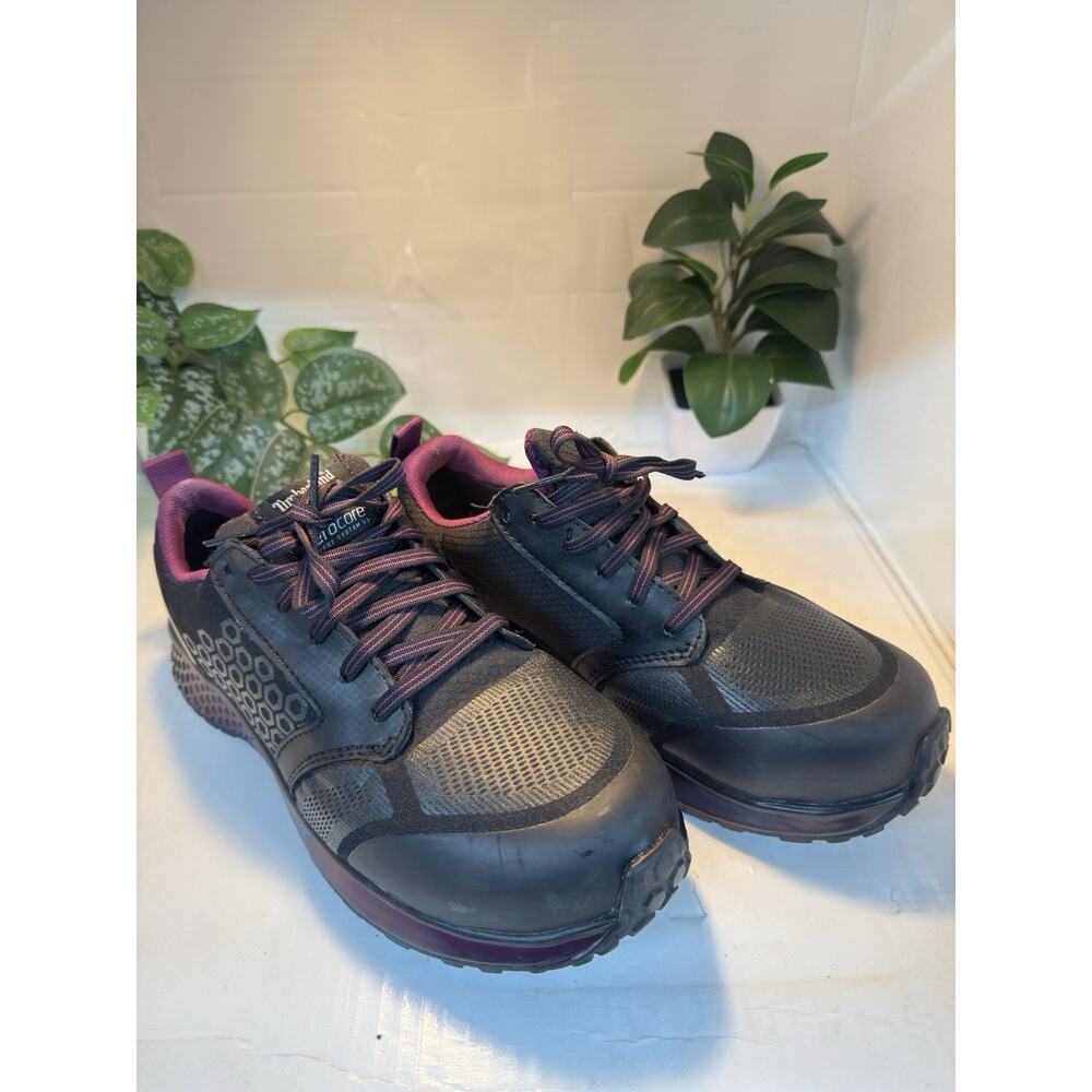 Womens Timberland Pro Reaxion Composite Toe Work Black Purple Sneaker Size 9